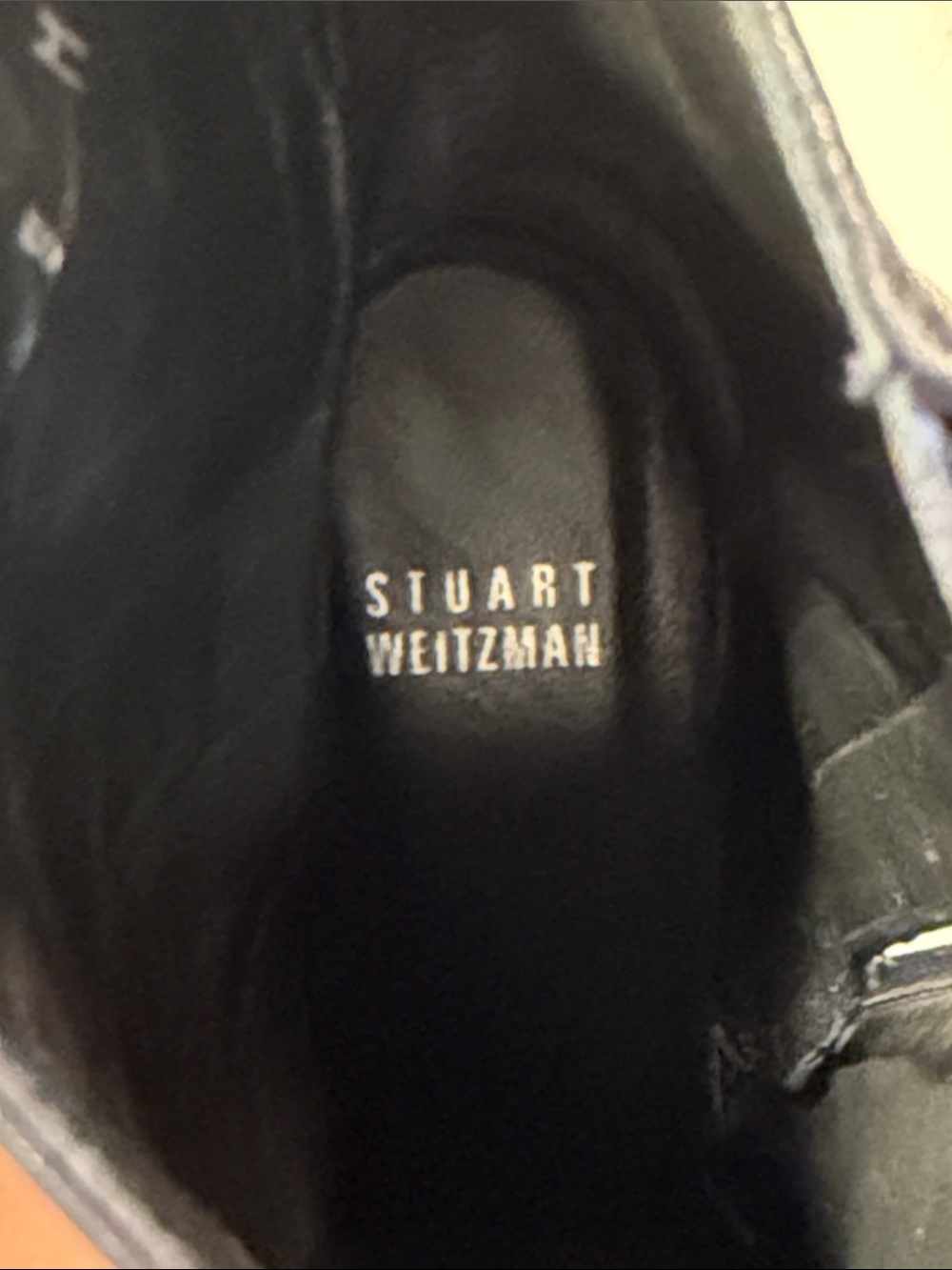 Stuart Weitzman Navy Power 75 Leather Pointed-Toe Heeled Ankle Boots - Picture 3 of 5